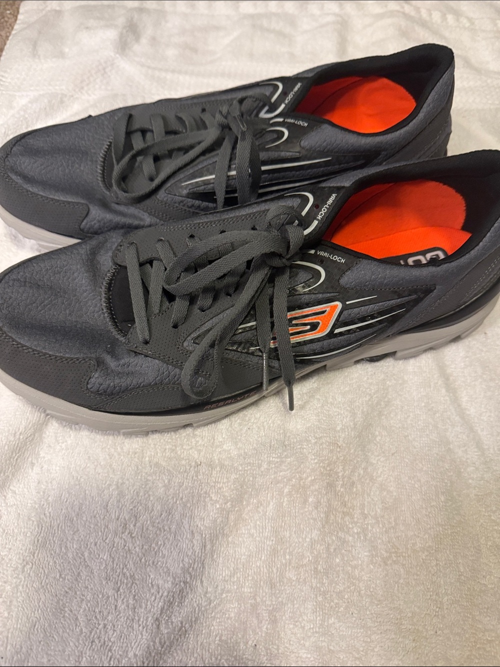 Skechers Men's Charcoal Gray Athletic Sneakers with Orange Insole Accents - Picture 2 of 6